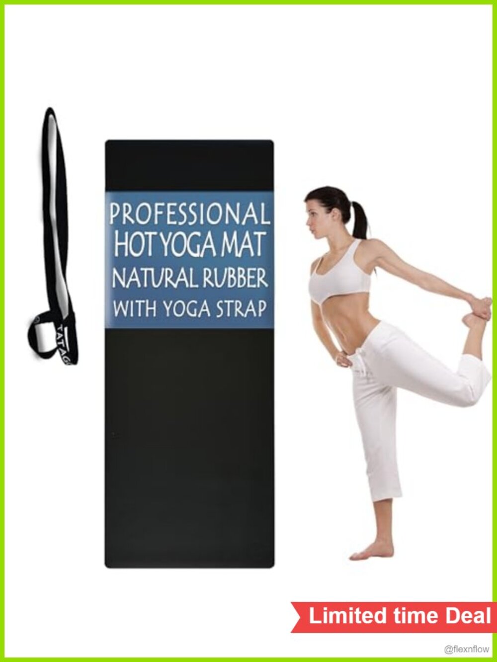 Natural Rubber Non Slip Yoga Mat 5mm Thick with Carrying Strap